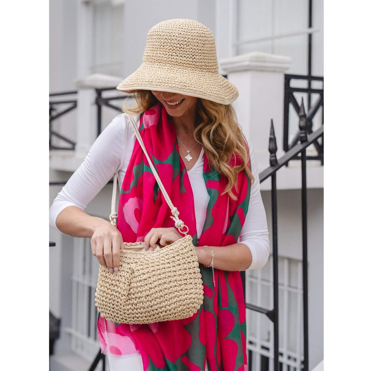 Park Lane Fuchsia Pink Flower Scarf SC1978FUCHSIA
