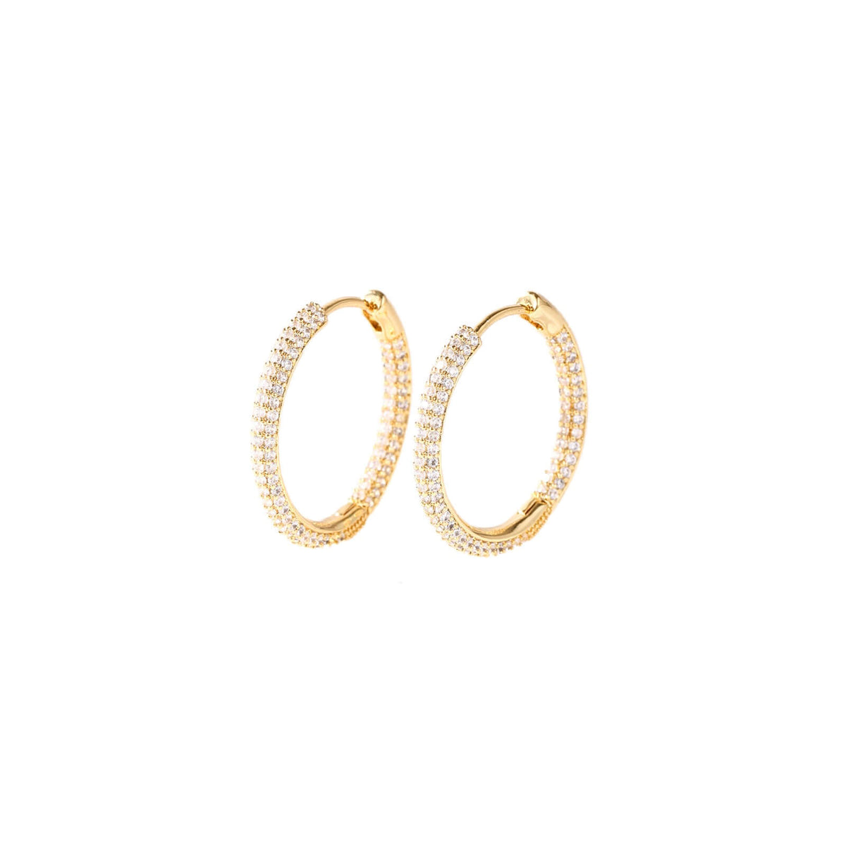 Gold Plated Circle Shaped Earringswith Cubic Zirconia E1842