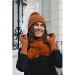 Nutmeg Knitted Fingerless Gloves. G80NUTMEG