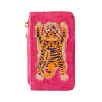 Fuchsia Pink Ikat Tiger Velvet Card Holder by Powder Designs in Southend