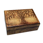 Carved Tree of Life Wooden Box 18cm