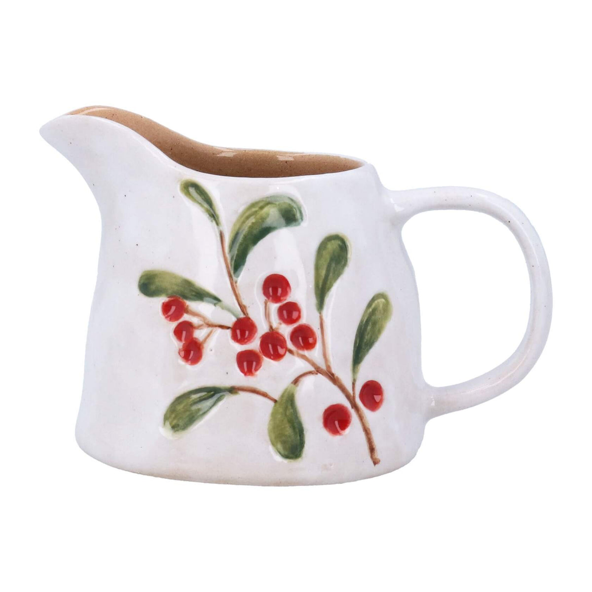Small red berries branch stoneware jug