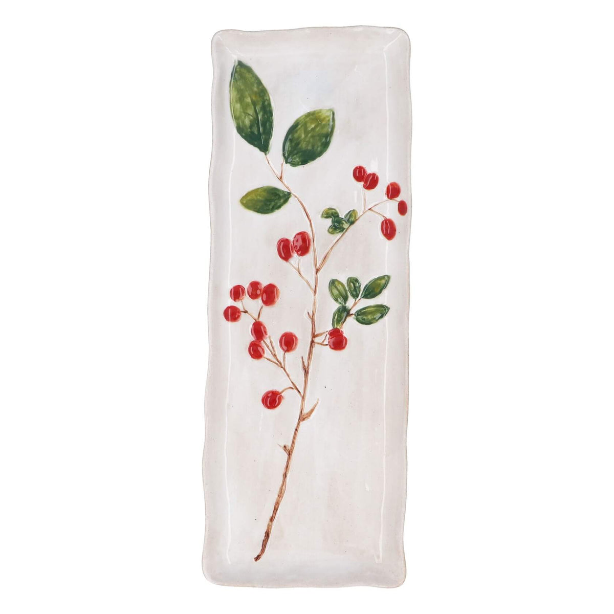 Red Berries Stoneware Rectangular Plate