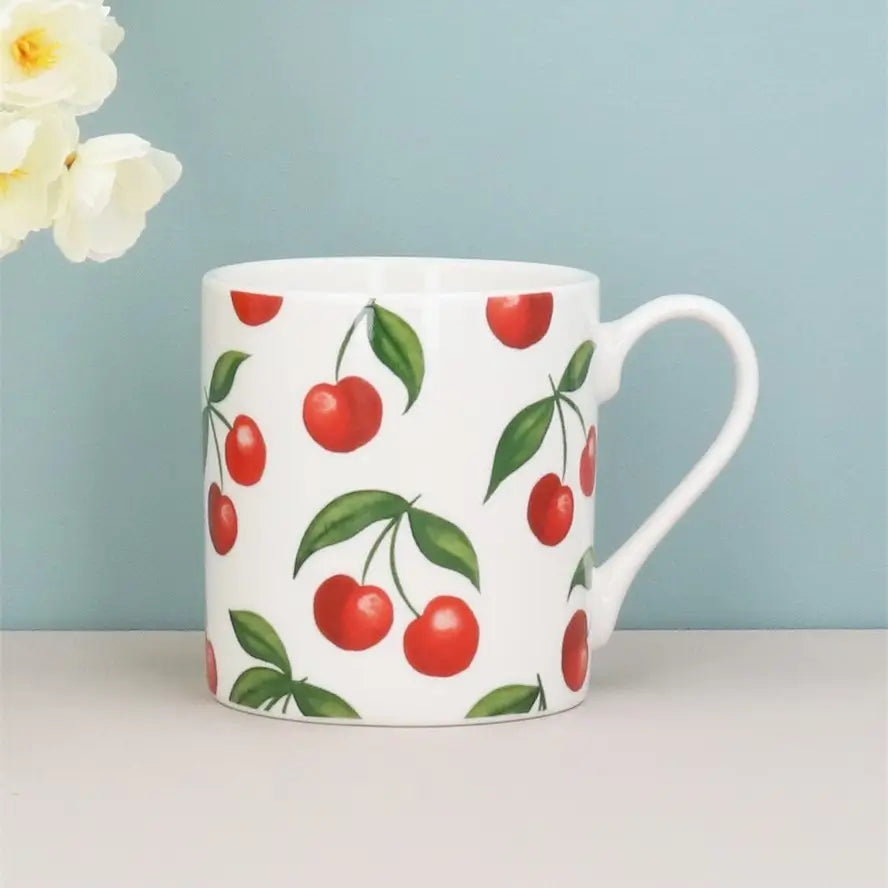 Red Cherries Bone China Mug by Gisela Graham at Southend stockist Under the Sun shop.