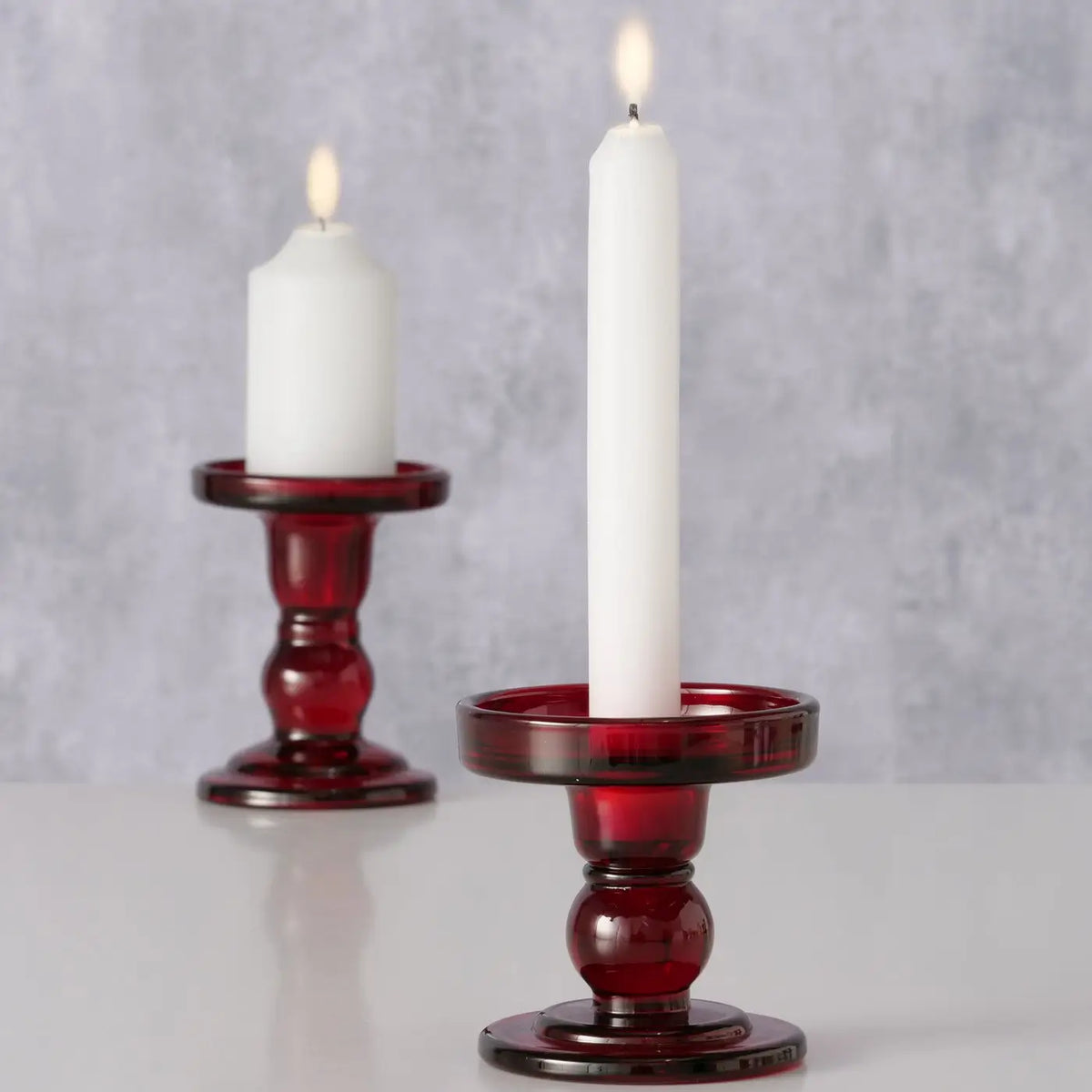 RedGlass Duo Candle Holder Matar Round