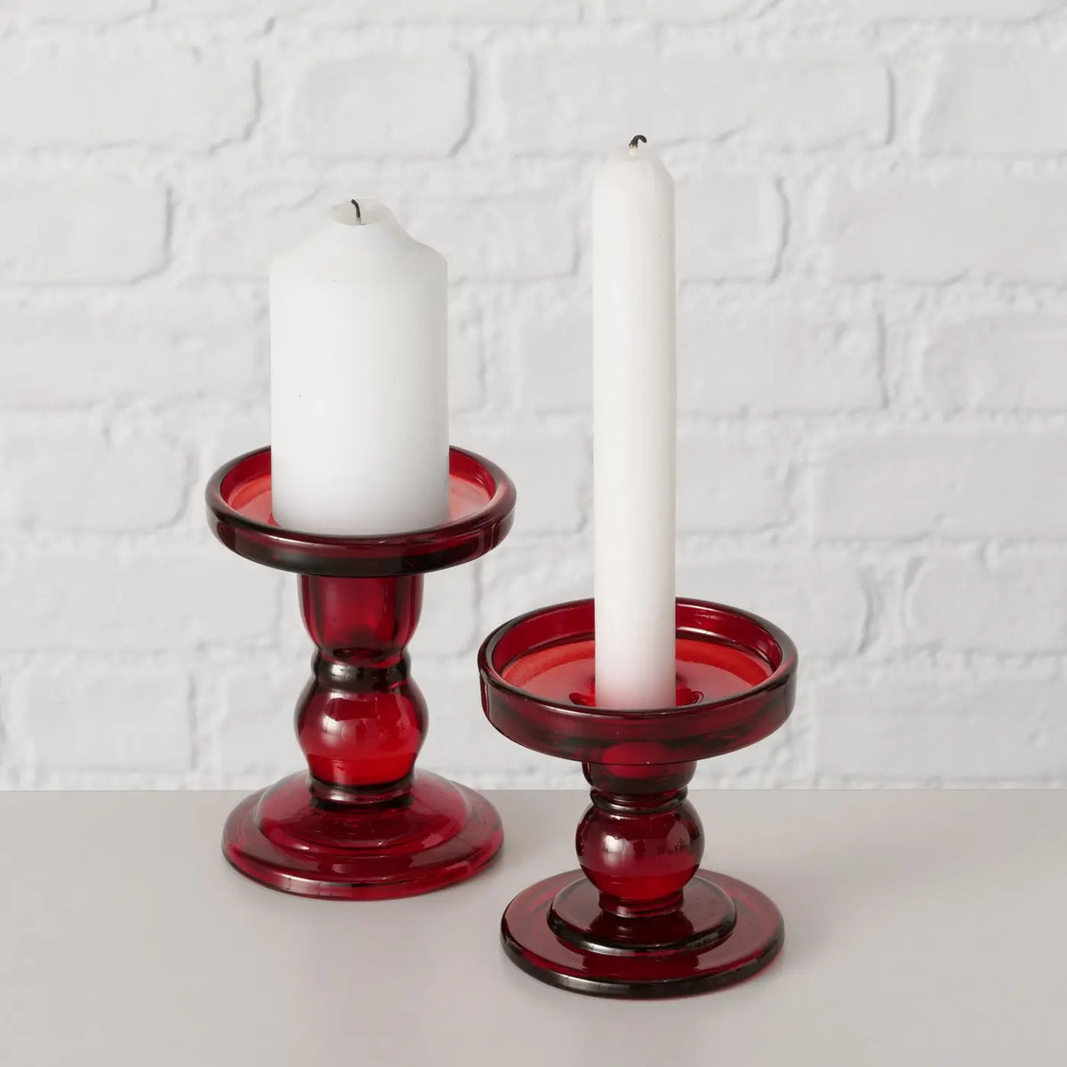 RedGlass Duo Candle Holder Matar Round