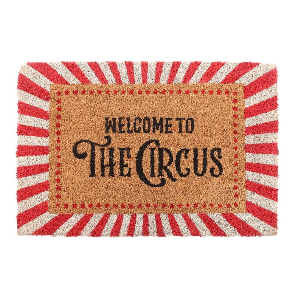 Red Stripes Welcome to the Circus Doormat