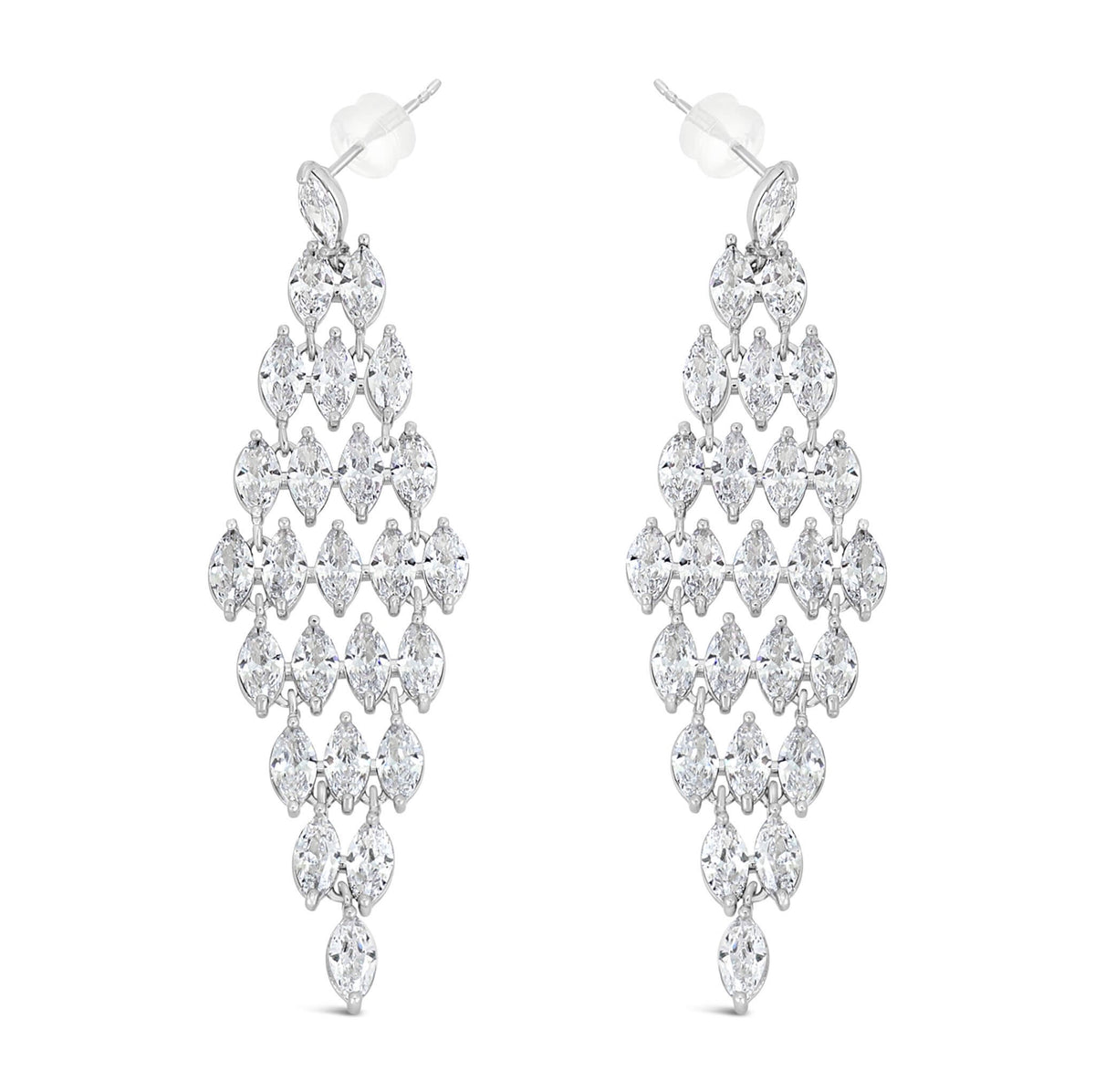 Rhodium Plated Cubic Zirconia Earrings E2129