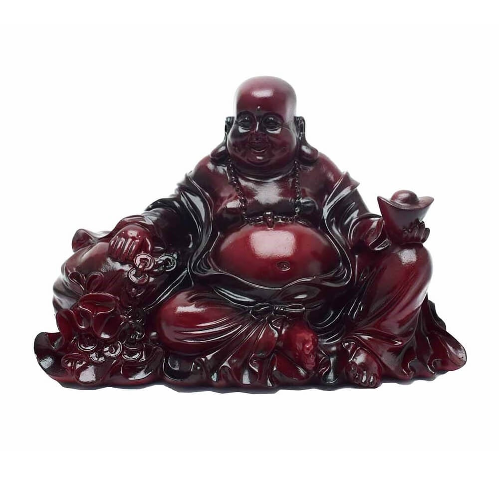 Rosewood Laughing Buddha with Gold Ingot to buy in Southend