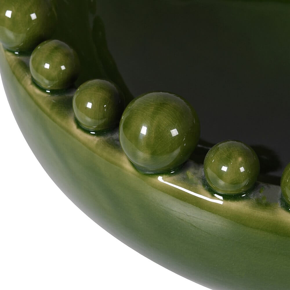 Green Bowl with Bobble Edged Rim