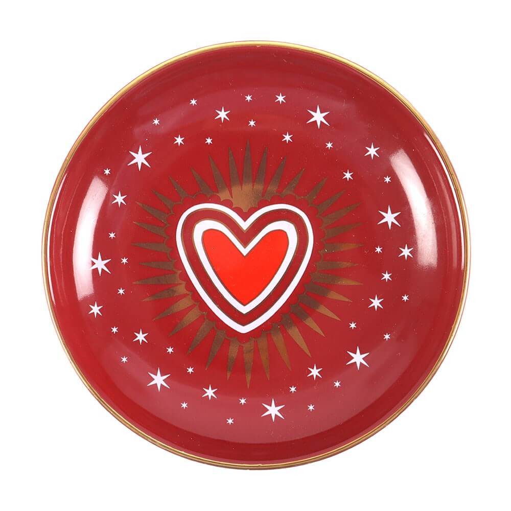 Red and Gold Sacred Heart Trinket Dish