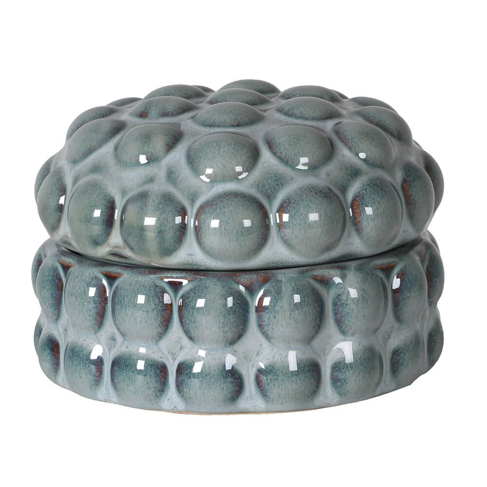 Sea Blue Ceramic Bobble Trinket Jar