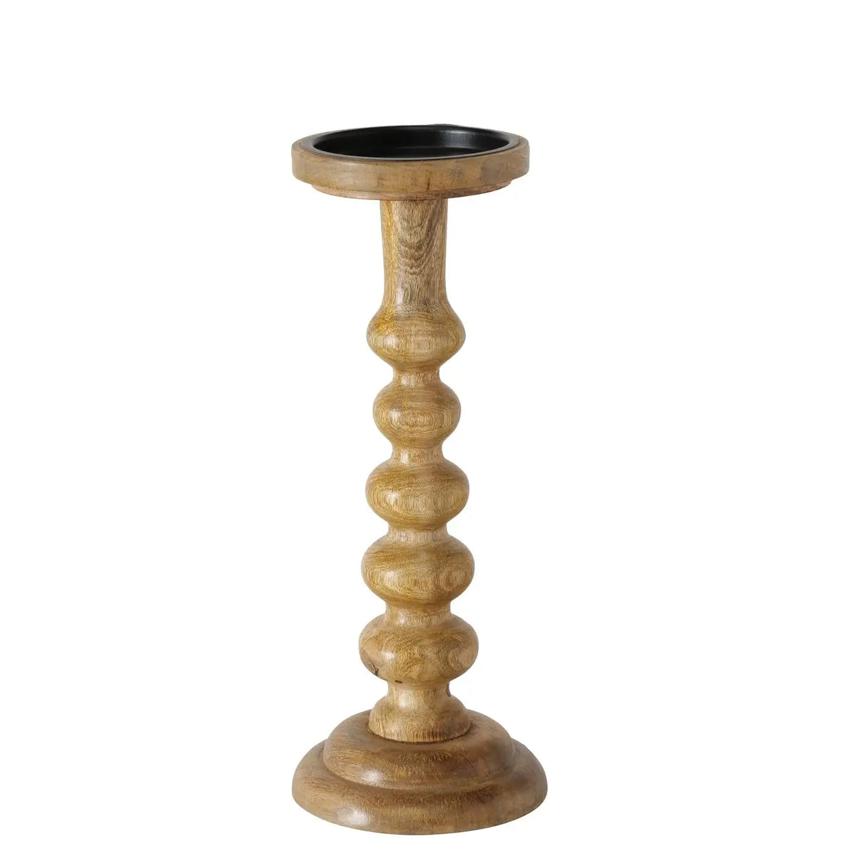 Tall Turned Wood Pillar Candle Holder