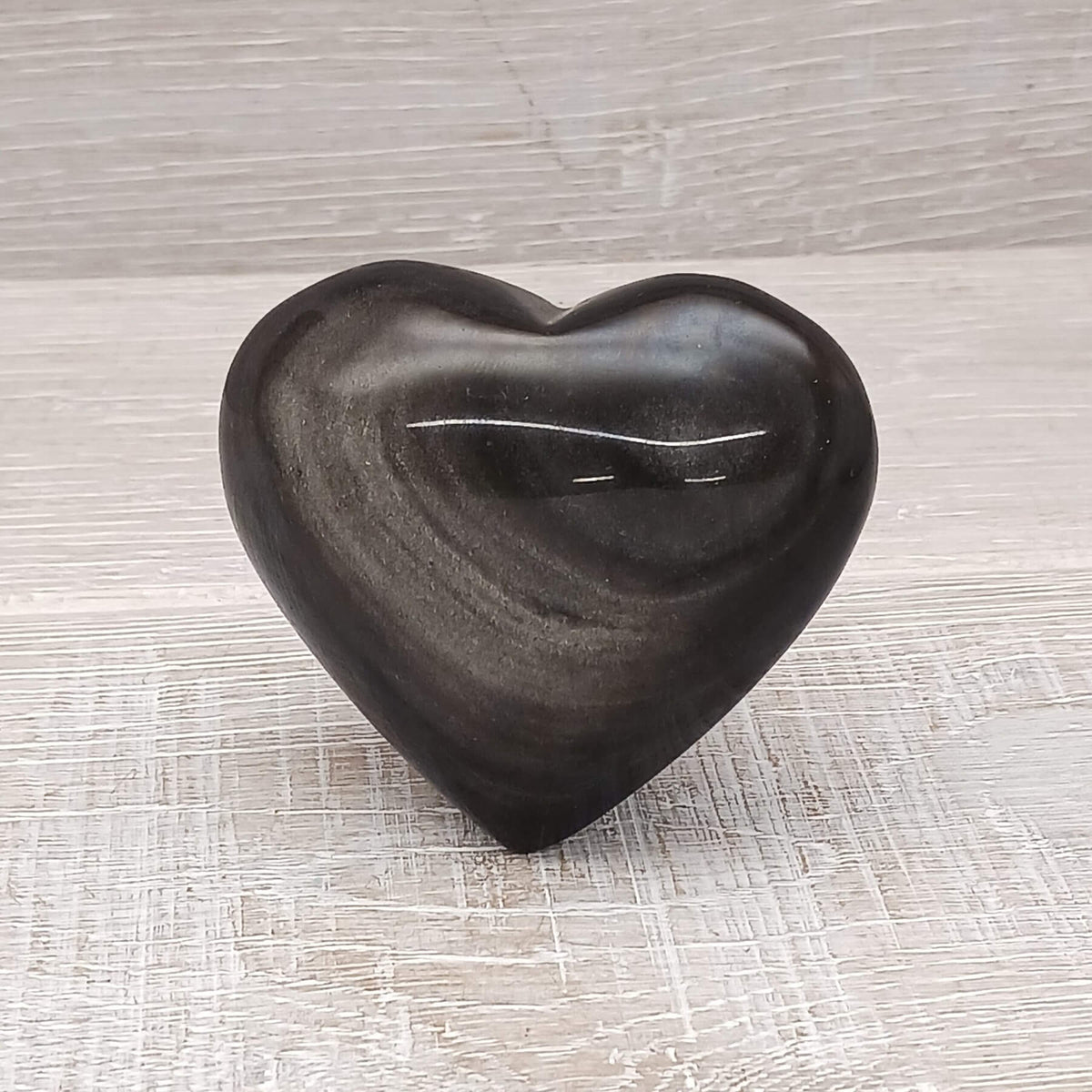 DM Silver Sheen Obsidian Large Heart 70mm
