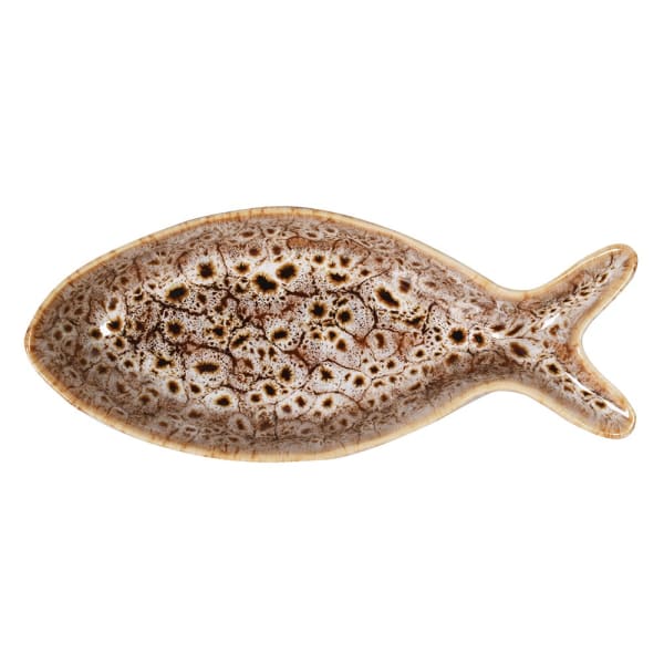 Speckled Brown Ceramic Fish Dish