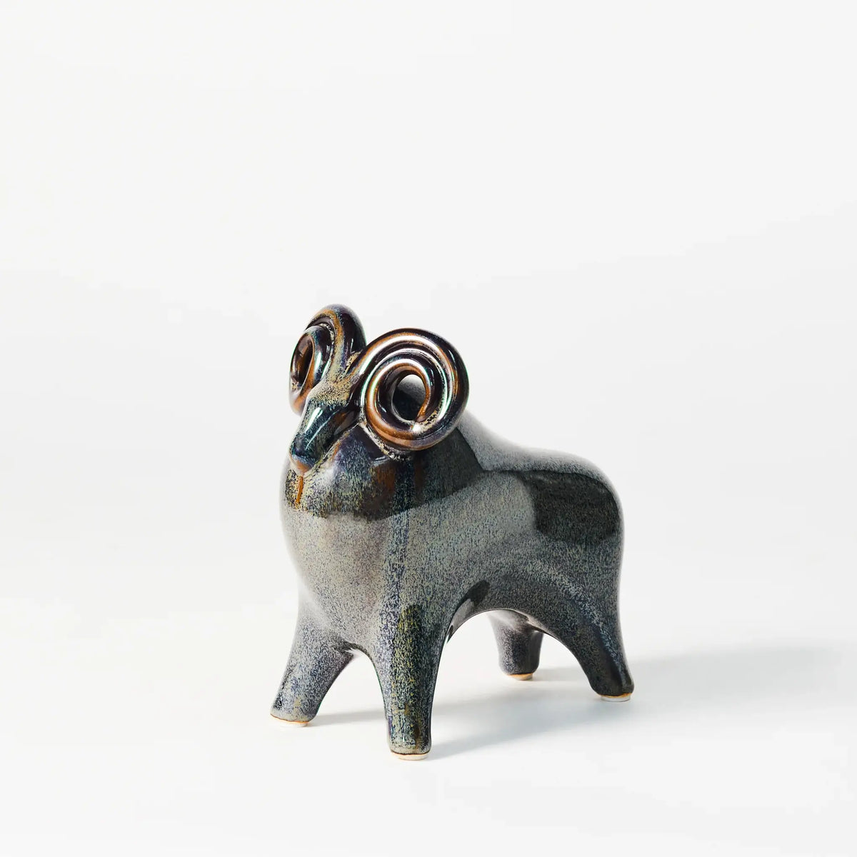 Stylised Speckled Ceramic Ram