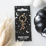 Spooky Babe Witch Hat Enamel and Metal Keyring