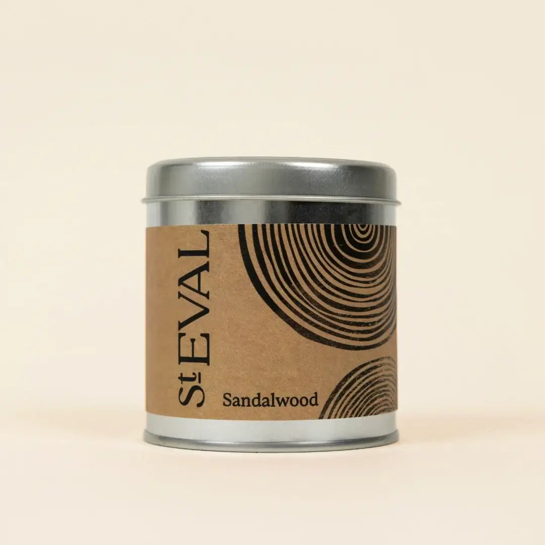 Sandalwood fragrance candle tin by St Eval.