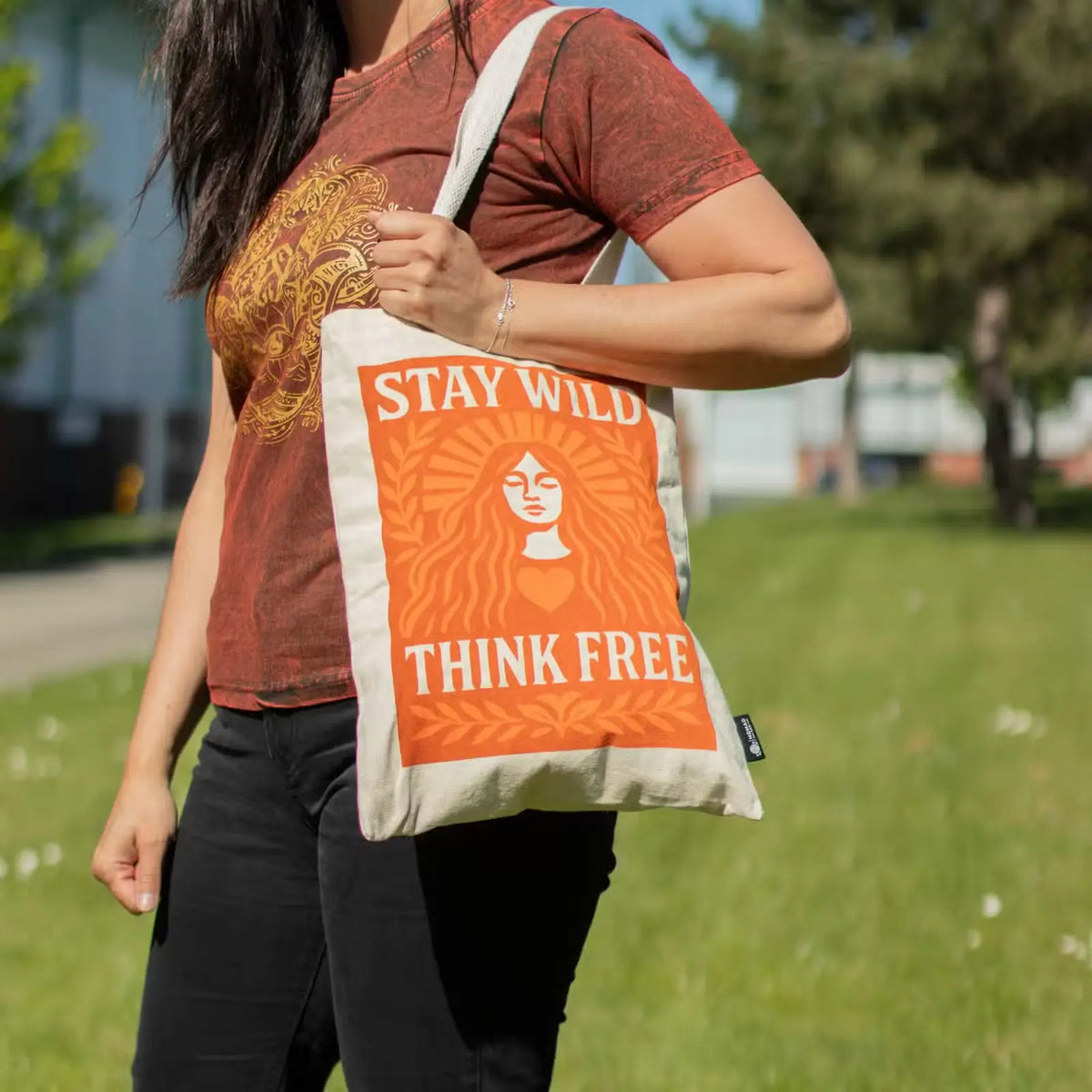 Stay Wild Think Free Cotton Tote Bag