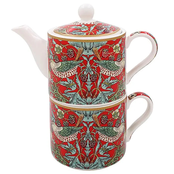 William Morris Strawberry Thief Tea For One teapot and cup