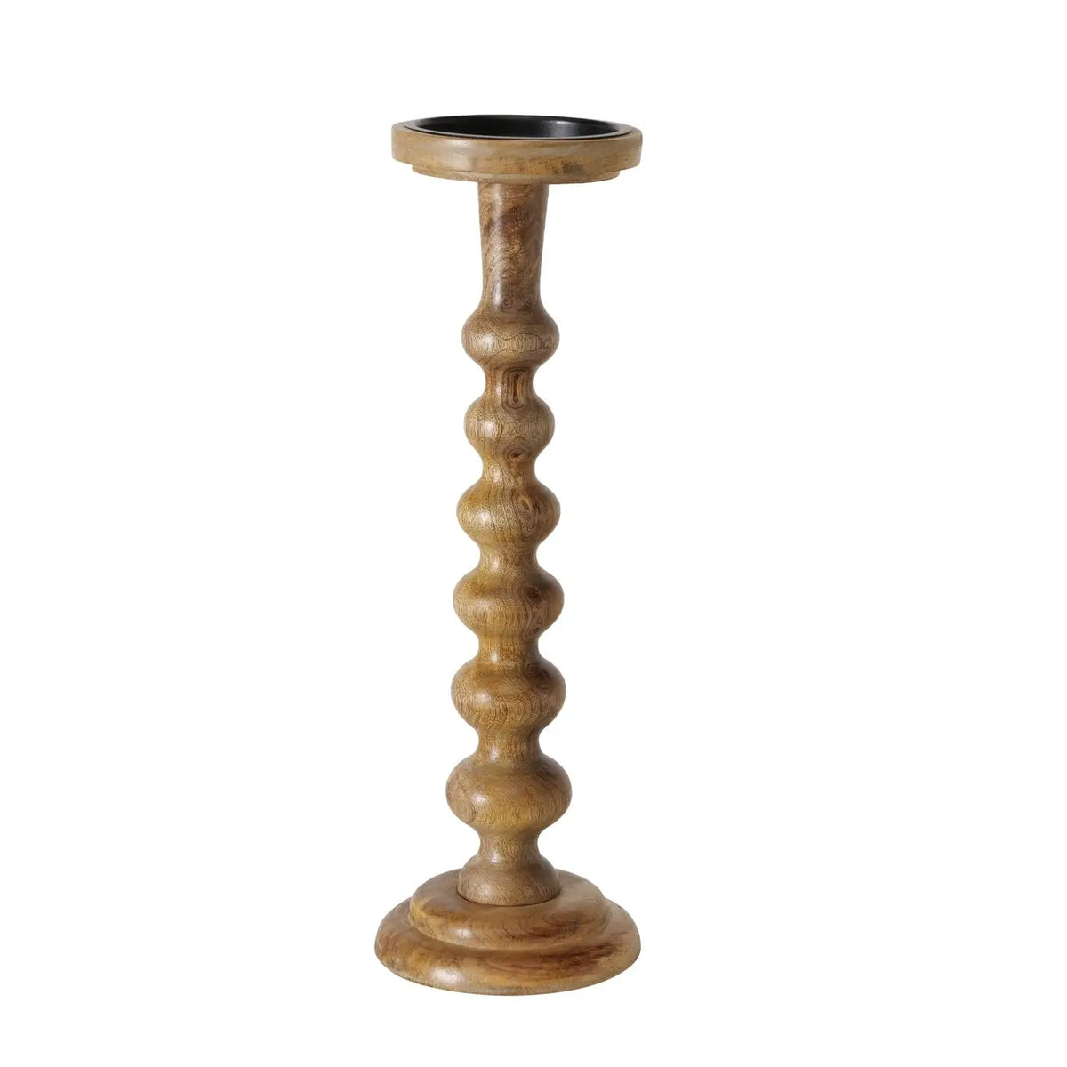 Tall Turned Wood Pillar Candle Holder