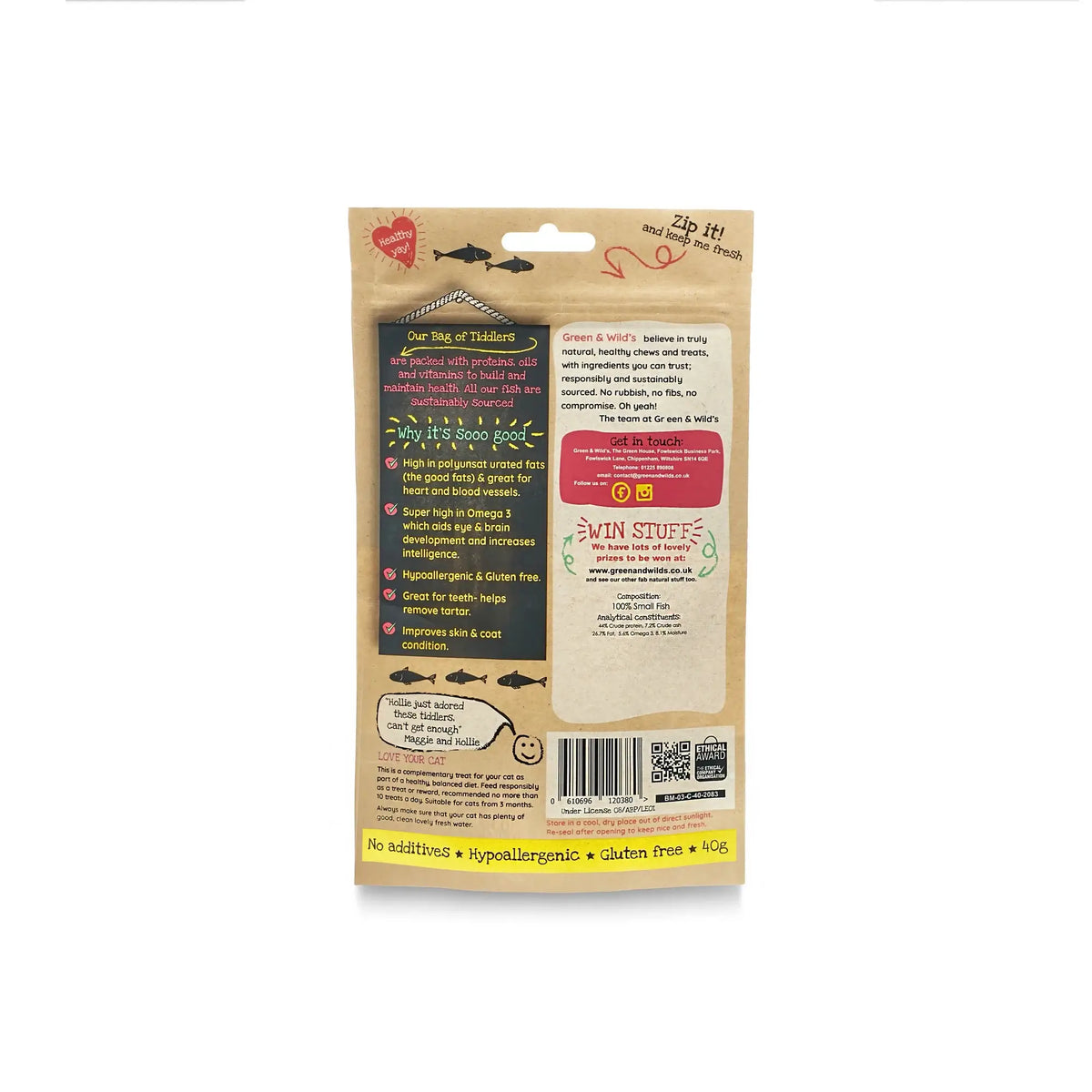 Bag of Tiddlers Cat Treats 40g | Green & Wilds