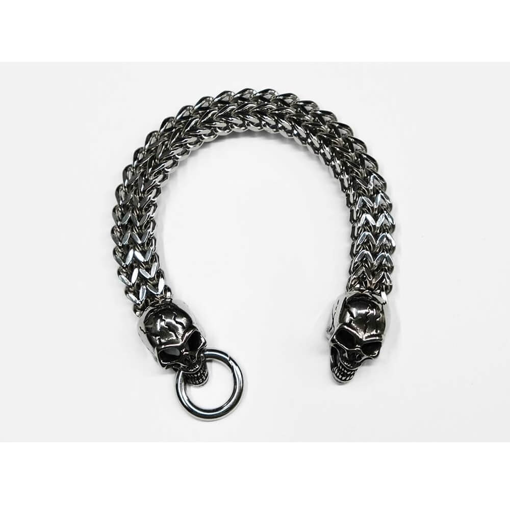 Stainless Steel Twin Human Skull Bracelet