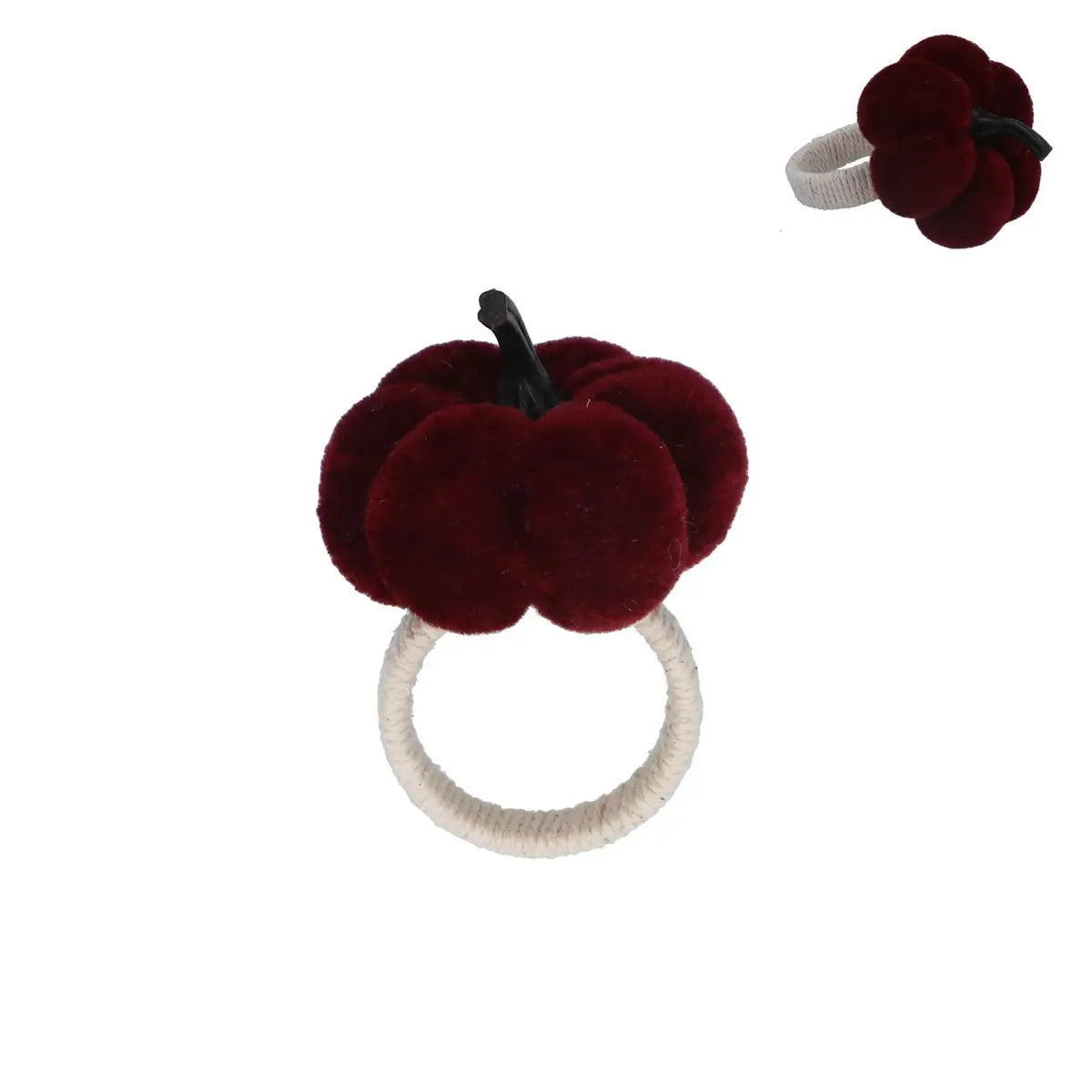 Gisela Graham Burgundy Velvet Pumpkin Napkin Ring Holder