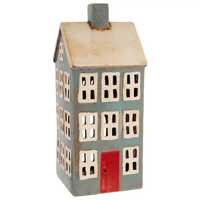 Village Pottery XL Grey House Tealight Lantern in Southend at Under the Sun