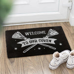 Welcome to Our Coven Black Doormat