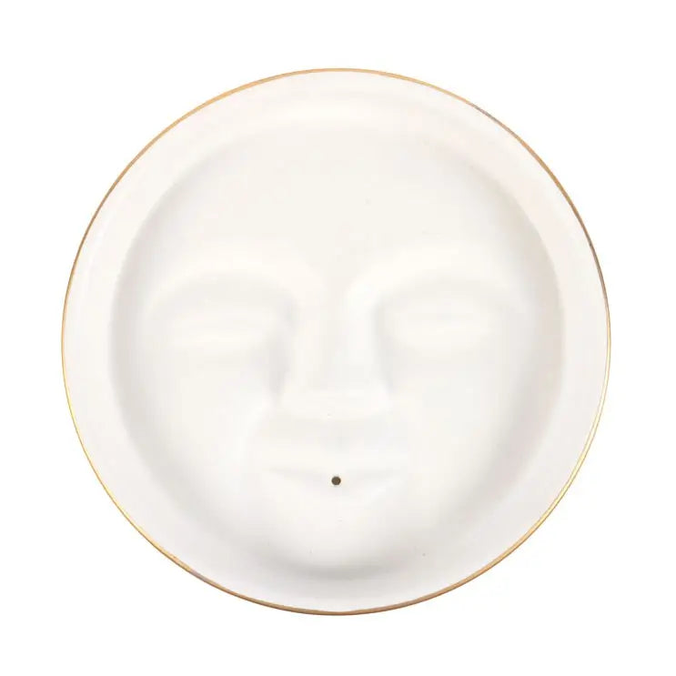 White Moon Face Incense Stick Holder