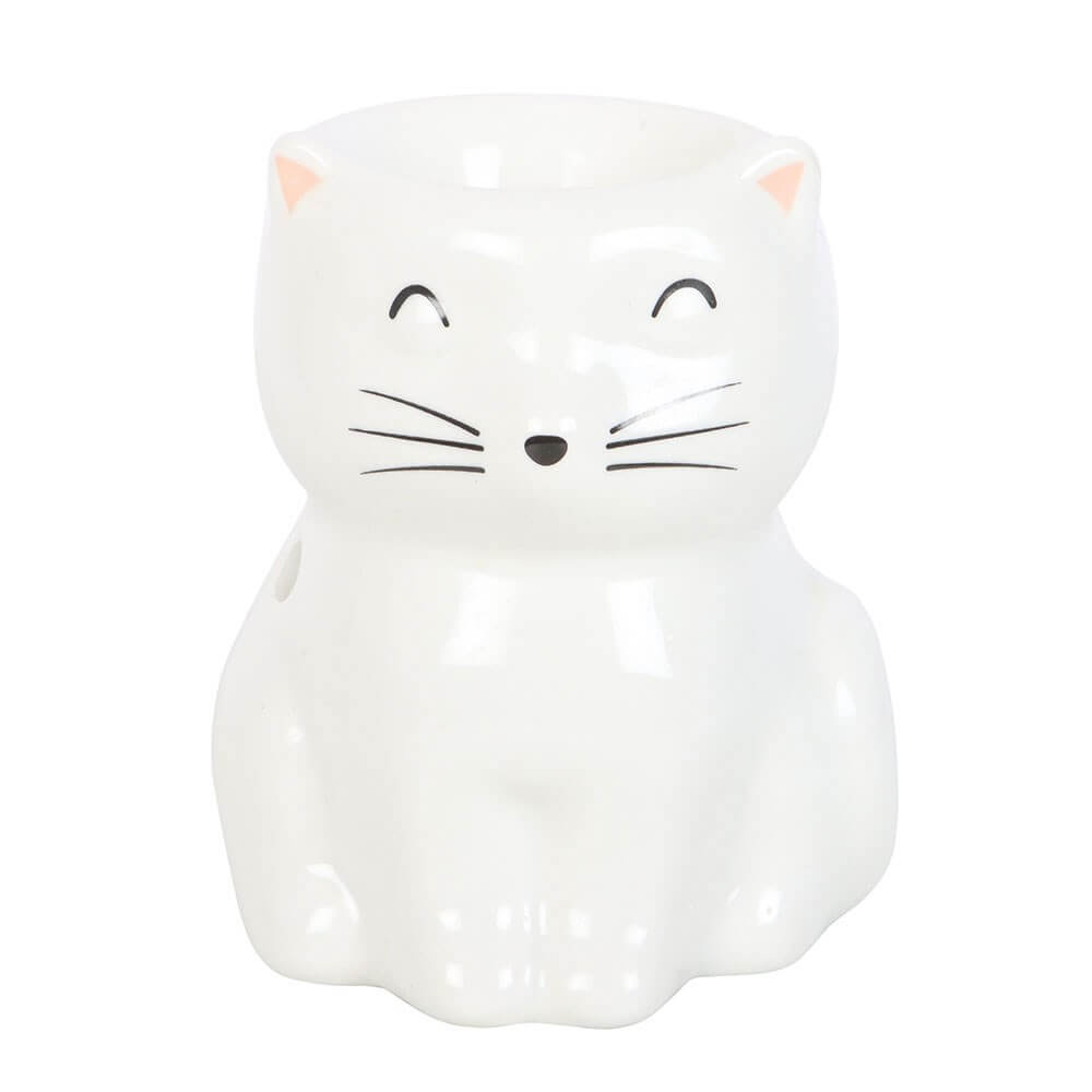 White Happy Cat Oil Burner 