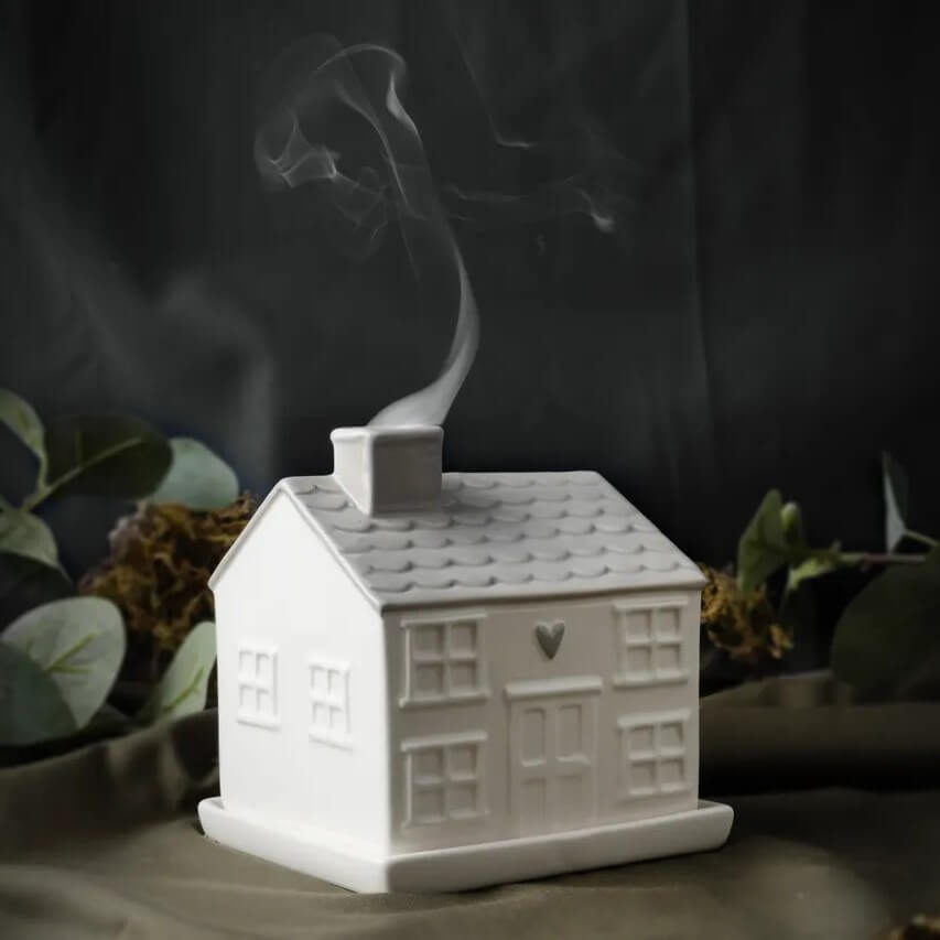 White Cosy Cottage Incense Burner