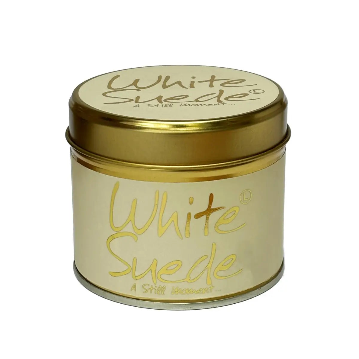 New White Suede Lily-Flame Candle Tin in Southend at shop Under the Sun