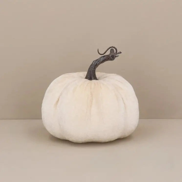 White Velvet Pumpkin Ornament Small