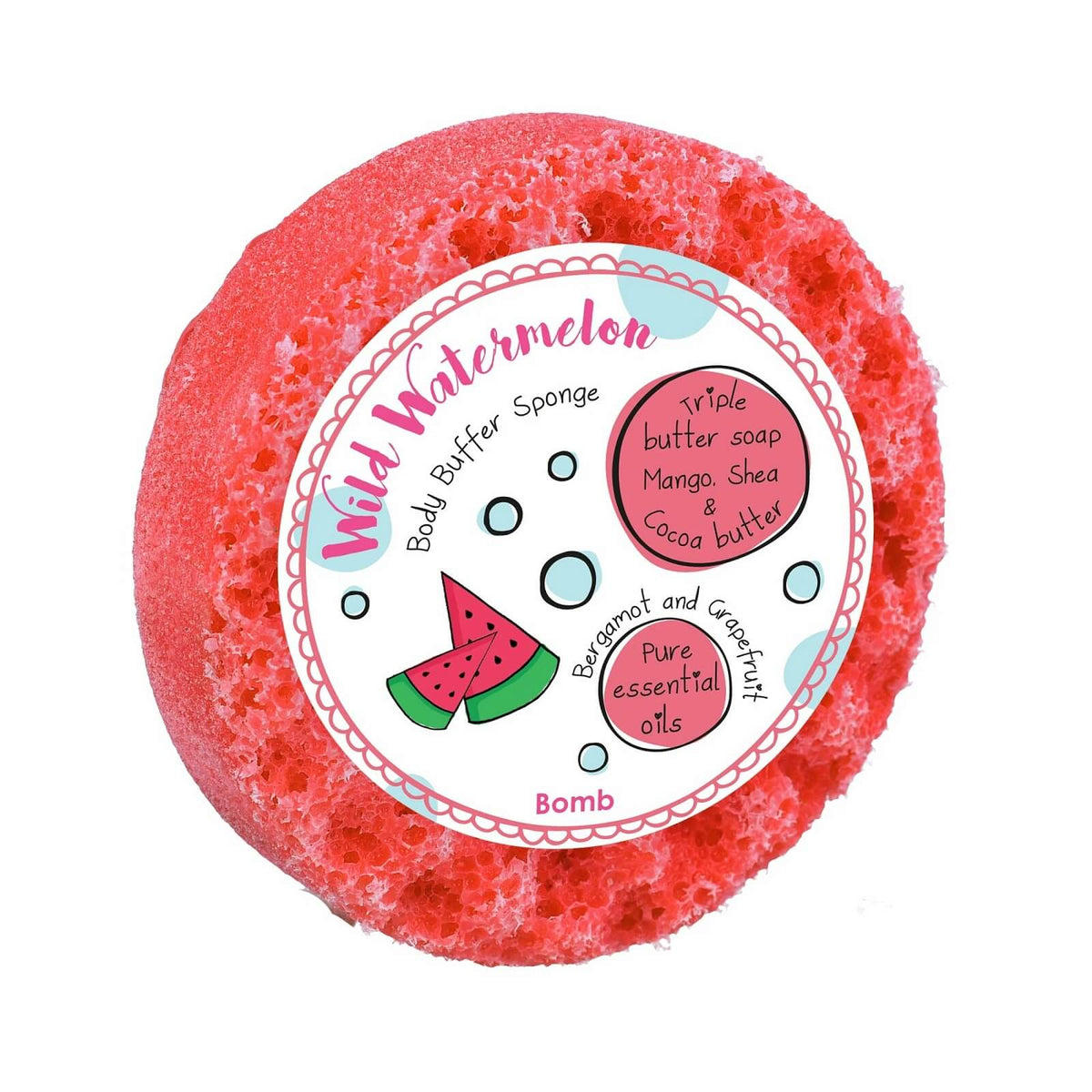 Wild Watermelon Body Buffer Shower Sponge by Bomb Cosmetics at Under the Sun Southend