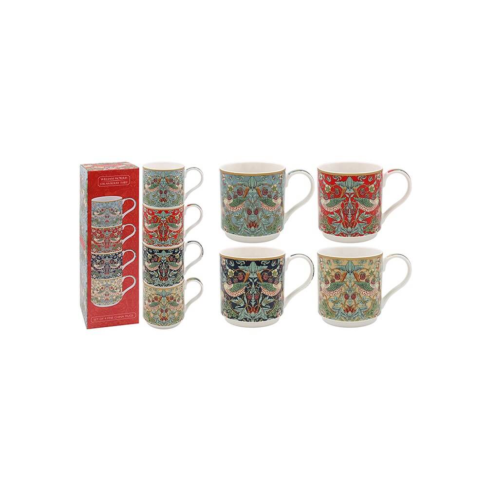 William Morris Strawberry Thief Stacking Mugs gift set