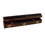 Wooden Incense Box with Brass Om Symbol