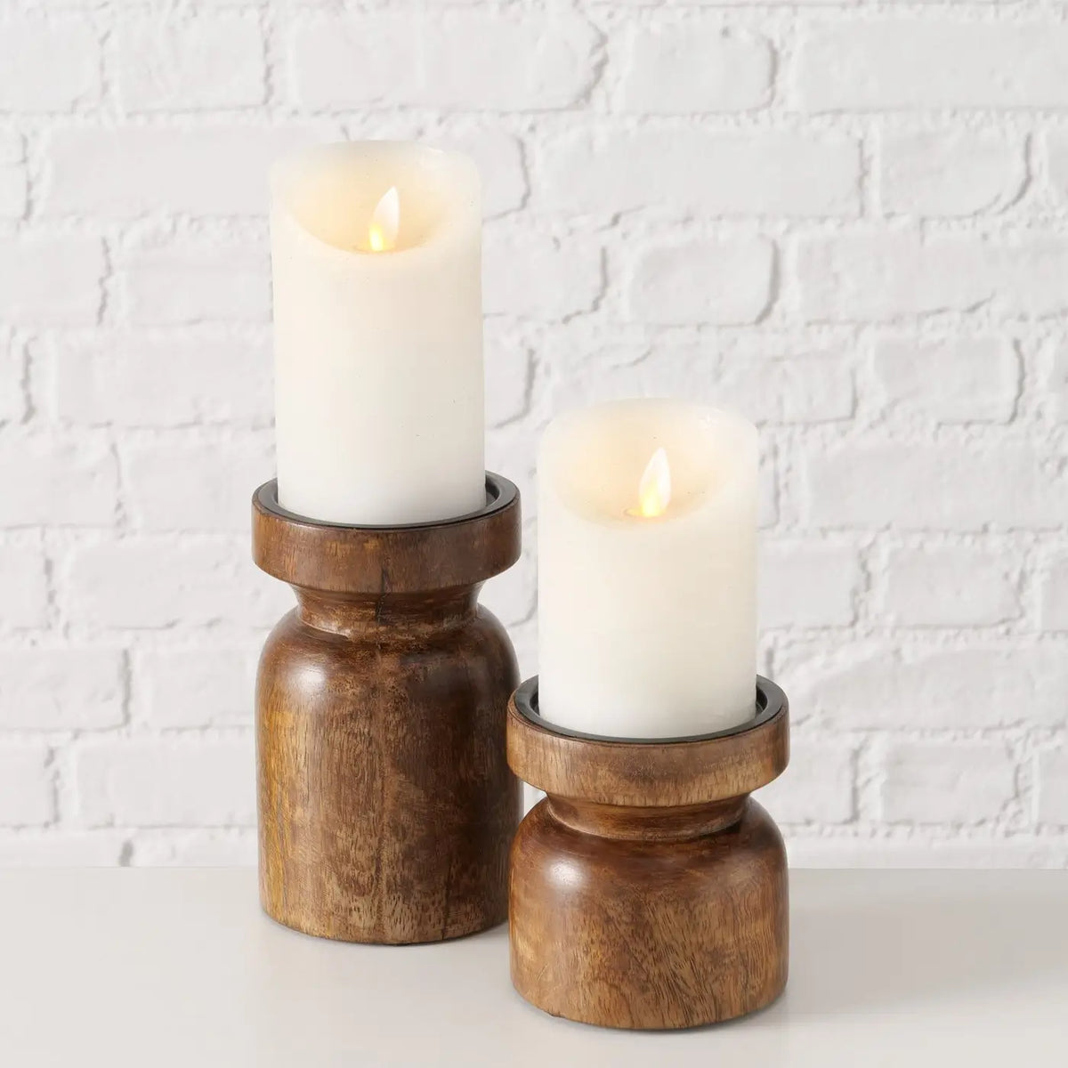 Turned Mango Wood Pillar Candle Holder