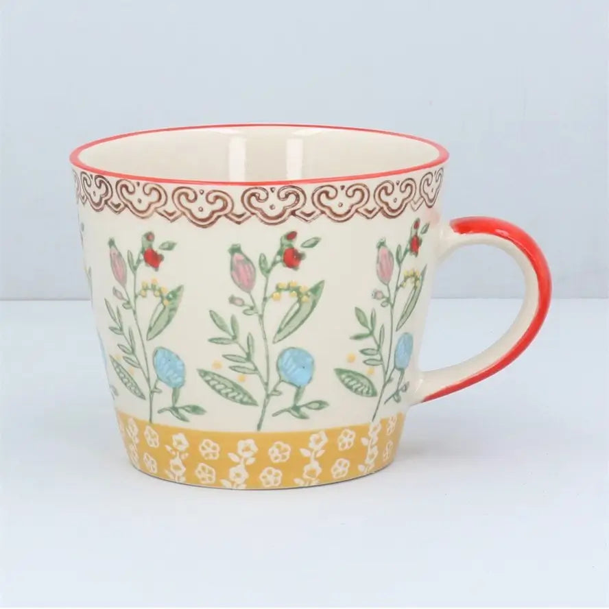 Yellow Band Rosehip Stoneware Mug