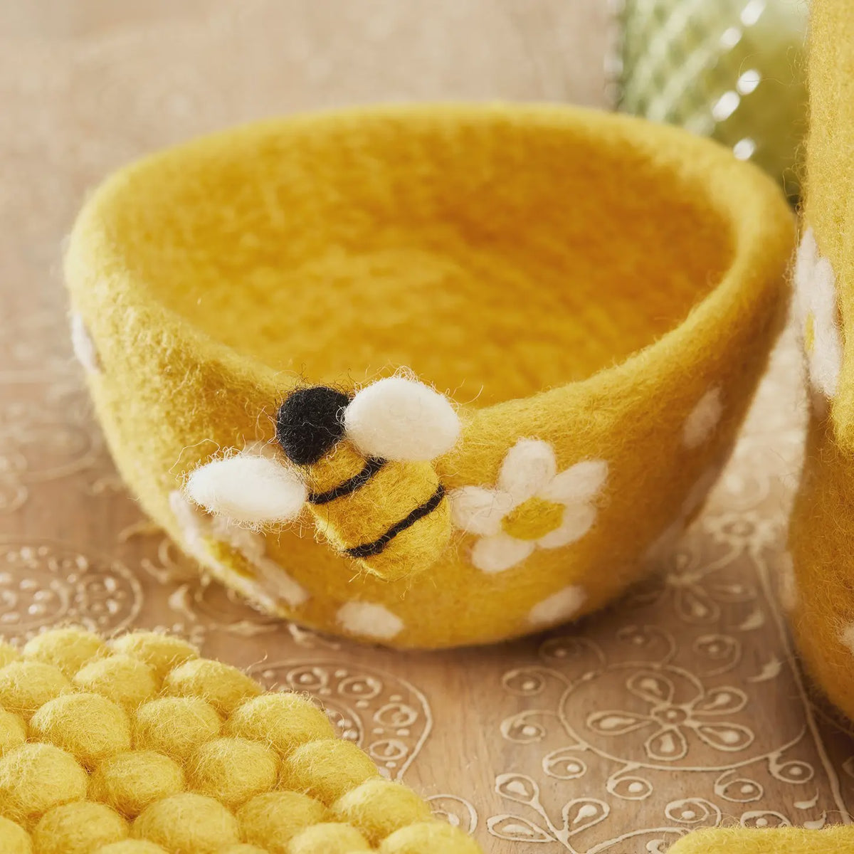 Bee & Daisy Golden Yellow Felt Bowl