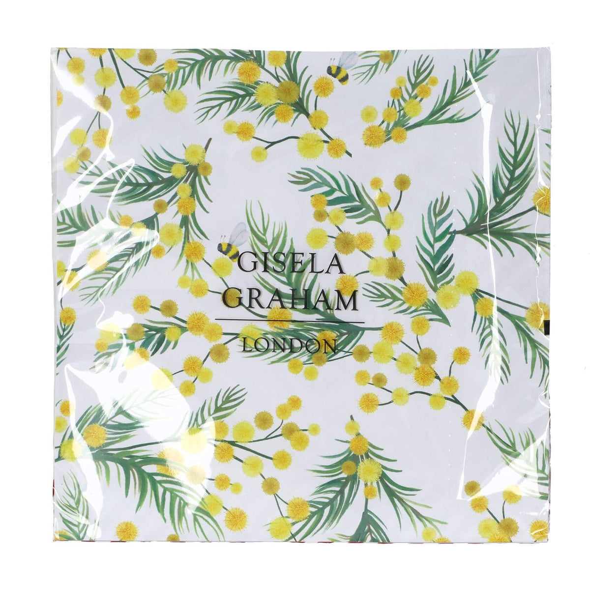 Yellow mimosa flower design paper napkins by Gisela Graham