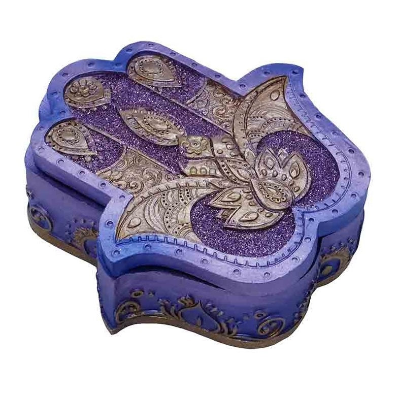 Purple Hand of Hamsa Trinket Box
