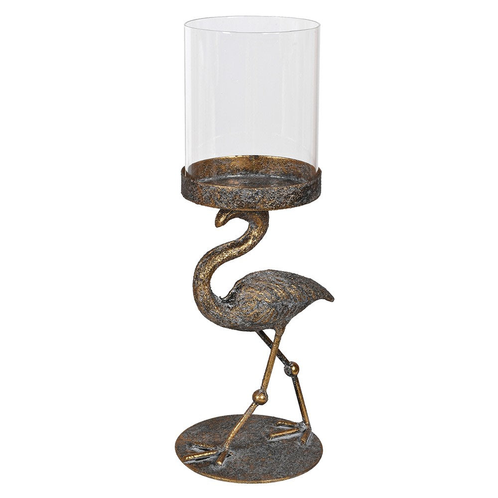 Antique Gold Flamingo Candle Holder at Under the Sun Southend shop