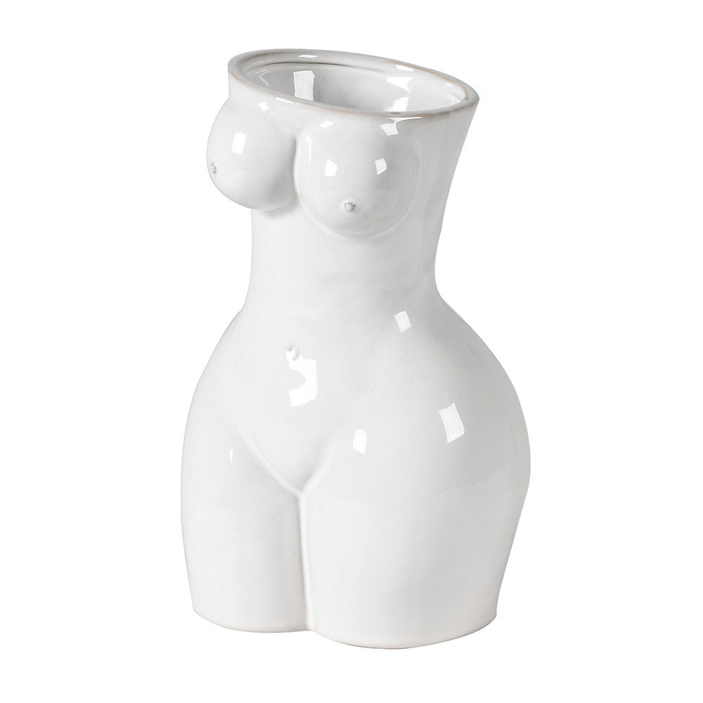 White Ceramic Voluptuous Female Vase