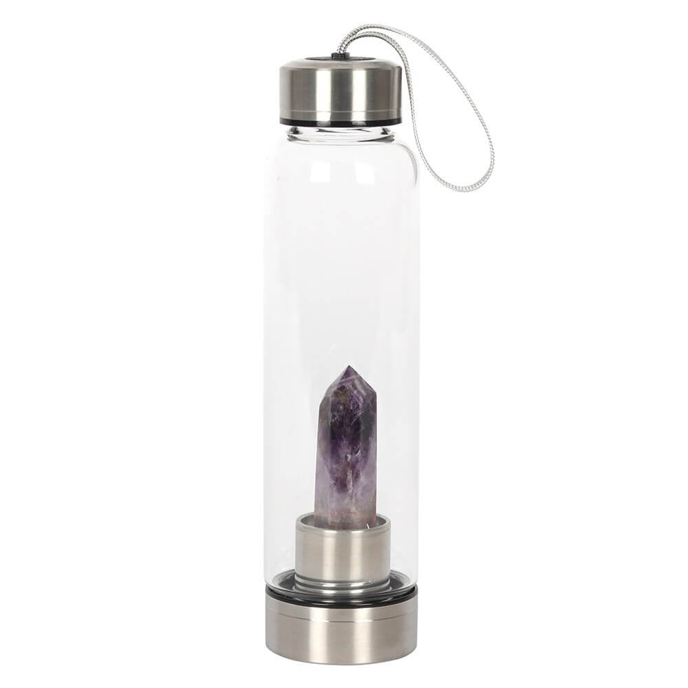Energising Amethyst Crystal in Glass Water Bottle