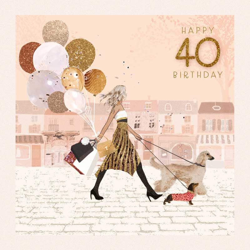 Birthday Walkies Age 40 Card | Hammond Gower OP012