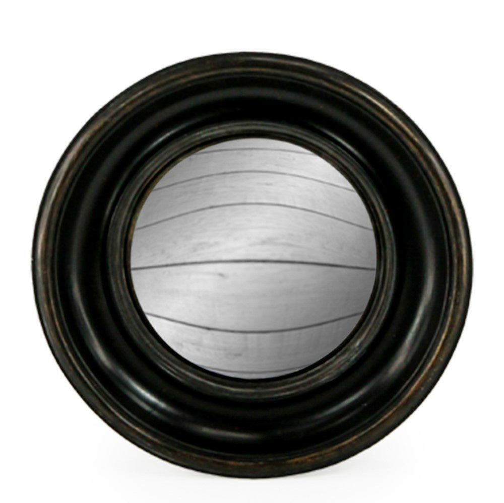 Antiqued Black Deep Frame Convex Mirror 23cm
