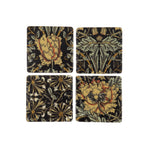 LO Ochre & Black Floral Coaster Set