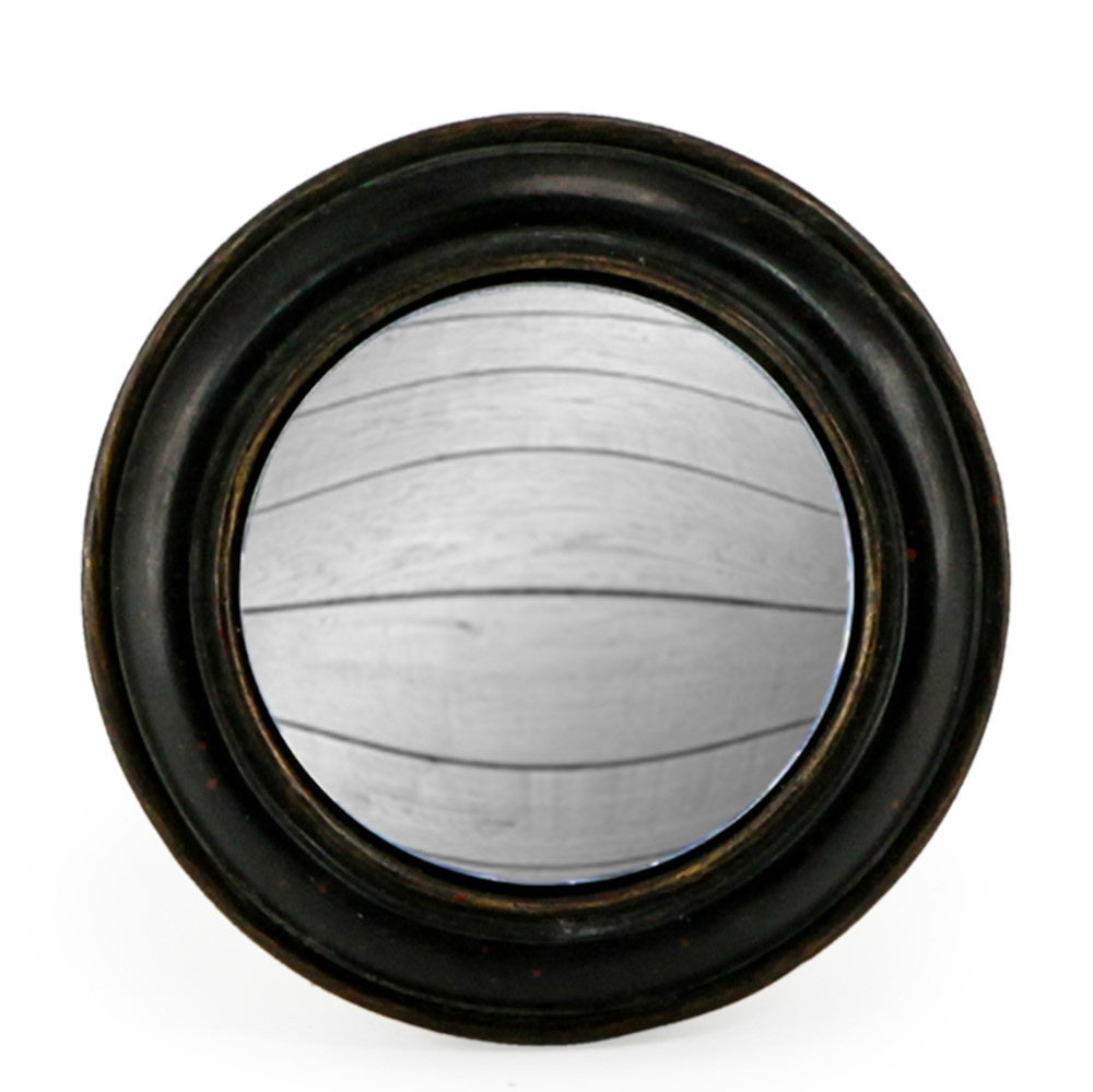 Antiqued Black Rounded Framed Convex Mirror 14cm
